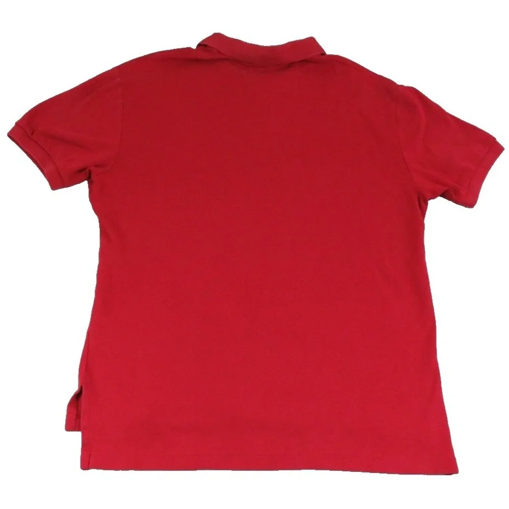 Polo Ralph Lauren Polo Shirt Mens M Red Blue Pony High Low Slit Golf Performance